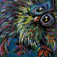 Textured Owl Painting Wall Hanging Artwork