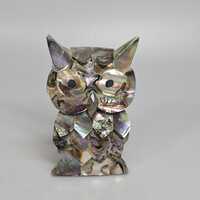 Abalone owl figurine shell mother of pearl