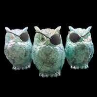 PERMANENT WINK CLUB - Pearlescent Resin Owl Figurine - Glow in the Dark Pirate Owl Statue with Eyepa