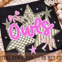 Owls PNG, Pink Polka Dot Owls Shirt Design, School Spirit PNG, Game Day Sublimation File