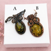 Copper Wire Wrapped Owl Pendant, Handmade Owl Jewellery, Synthetic Stone Pendant, Boho Wire Wrapped 