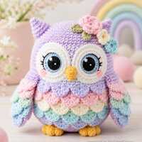 Pastel Owl Amigurumi Crochet Pattern PDF, Nursery Owl Plush Tutorial