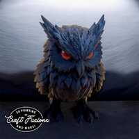 Dark Owl Statue &ndash; Gothic 3D‑Printed Decor with Hand‑Painted Red Eyes