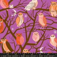 Freaky Familiars Witchy Owls Fabric, Ruby Star Society RS5190 11, Halloween Owl Fabric, Purple Quilt