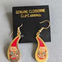 Vintage Genuine Cloisonn&eacute; Owl Dangle Earrings &ndash; NOS Taiwan ROC Enamel Bird Earrings &nd