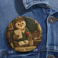 Teacher Gift Pin, Owl Wise Words Button Pin, Funny Teacher Appreciation Gift, Owl Lover Pin