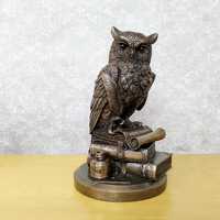 Owl of Athena - Owl Figurine Sitting on Books Scholar Wisdom Statue Study Room Decor Gift for Teache