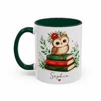 Personalized Owl Mug | Watercolor Book Lover Coffee Cup (11oz)