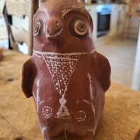 antique Peruvian clay folk art owl figure