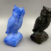 Vintage Boyd Glass Owl Figurine Choice Delphinium or English Yew Slag Glass Owl Collectible Art Glas