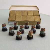 Set of 10 Vintage Cloisonne Owls NOS | Miniature Chinese Enamel Bird Figurines