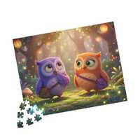 Magical Forest Jigsaw Puzzle | Fantasy Owl Gift for Kids and Families | Owly Twins