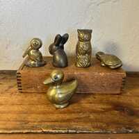 Miniature Vintage Brass Collectible Figurine: Mini Brass Owl