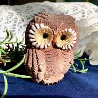 Vintage Artesania Rinconada OWL Carved Stoneware Figurine Enameled, Uruguay