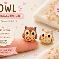 Beaded Chubby Owl Pattern PDF, 3D Seed Bead Keychain Tutorial, Peyote Stitch Cute Owl Charm DIY, Beg