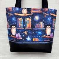 Owls and Books Purse with a Vinyl Bottom