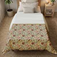 Vintage Botanical Owl Duvet Cover | Hand-Drawn Floral Damask Bedding
