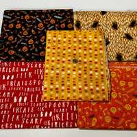 Halloween Bat Owl Fabric Bundle, Spooky Quilting Cotton FQ Set