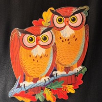 Vintage 1970s Fall Owl Die Cut Wall Decoration