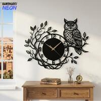 Custom Owl Metal Wall Clock, Bird Metal Wall Art For Home Decor, Housewarming Gift for Owl Lover