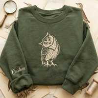 Embroidered Owl Sweatshirt, Wildlife Nature Lover Sweater, Fall Apparel, Nature Themed Gift for Her