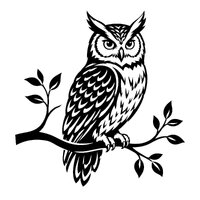 Owl SVG, Owl on Branch Clipart, Woodland Bird Silhouette, Cricut Cut File