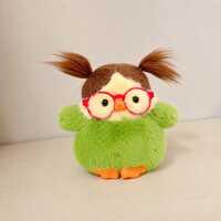 Cute Plush Owl Doll with Glasses, Handmade  Stuffed Animal, Soft Fuzzy Desk Companion, Adorable Gift