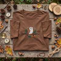 Embroidered Owl Shirt, Cottagecore Owl T-Shirt, Forest Animal Embroidery, Nature Lover Gift, Cute Bi