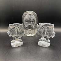 Kosta Boda Crystal Owl Figurines Zoo Series Bertil Vallien Mats Jonasson