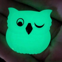 Vintage Avon Glow in the Dark Owl Pin Pendant 80's Plastic Jewelry in Box