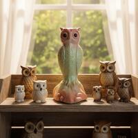 WESTMORELAND GLASS COMPANY 7" Owl Figurine Hand-painted Burmese