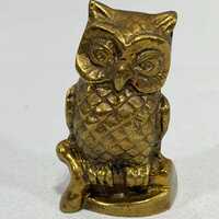 Vintage Brass Owl Mini Figurine Trinkets 2” X 1”
