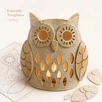 Owl Pottery Template, Slab Building Lantern Candle Holder, Printable Ceramic Pattern PDF, Digital Do