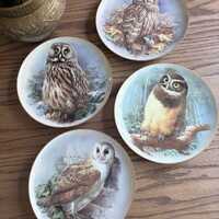 Vintage Wall Hanging Plates Owl Plates Danbury Mint Plates Wedgwood Set Of 4