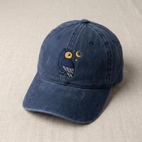 Custom Name Owl with Crescent Moon Embroidered Hat, Celestial Cottagecore Witchy Owl, Vintage Washed