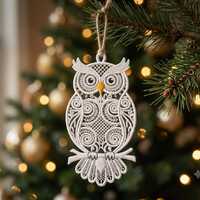 Owl Hanging FSL Ornament Embroidery Design, Free Standing Lace Owl Decor, ITH Machine Embroidery Fil