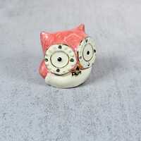 Pewter Glazed Hinged Tiny Owl Trinket Box