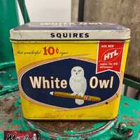 Vtg. WHITE OWL Squires Cigar Tin