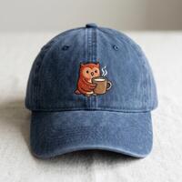 Custom Name Owl Coffee Embroidered Hat, Cozy Autumn Vibe, Retro Vintage Baseball Cap, Gift for Coffe