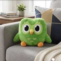Green Owl Plushie &ndash; Soft Cartoon-Style Duo Lingo Inspired Plush (30cm) gift for kids