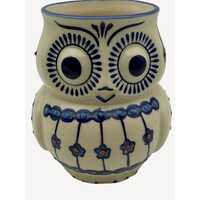 Yokohama Studio Owl Mug 3D Ceramic Coffee Cup Hand-Painted Blue Floral Miyabi