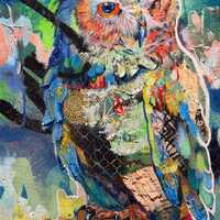 Roycycled Brie Bordeaux Brie's Owl 21 x 29 Decoupage Paper, Vignette, Board Gallery, Vintage, Mi