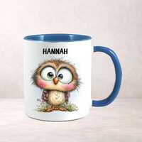Personalised Owl Mug, Bird Lover Gift, Custom Name Cup