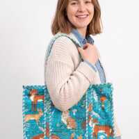 Quilted Cotton Tote Bag, Woodland Fox Owl Print, Large Shoulder Shopping Bag