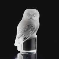 Lalique Owl Figurine Paperweight Vintage Crystal France Signed