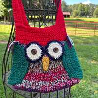 Hand crocheted purse with owl theme