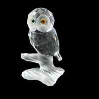 Swarovski Crystal Owl On a Branch Miniature Made in Austria Vintage 1990s Trees