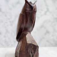 Hand-Carved Mid-Century (7 in) Ironwood Owl Vintage Home Decor and Bookshelf Decor