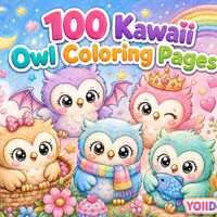 100 Kawaii Owl Coloring Pages for Kids, Adults & Special Education | Printable | Digital Downloa