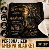 Personalized Owl Sherpa Blanket, Custom Name Owl Blanket, Wildlife Throw for Men, Rustic Cabin Blank
